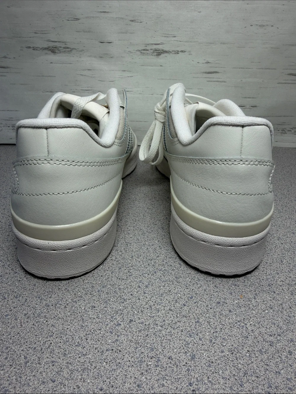 adidas White Low-Top Leather Sneakers with Subtle Cream I Accents